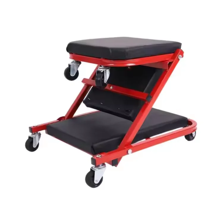 multi functional automotive creeper seat with tool tray and wheels